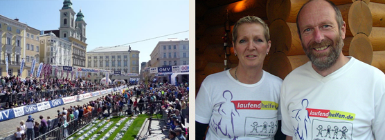Links: Vienna City Marathon, rechts: Marathon-Hero-Gewinner Brigitte und Rudolf Mahlburg